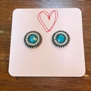 Turquoise Stone Silver-Accent Stud Earrings